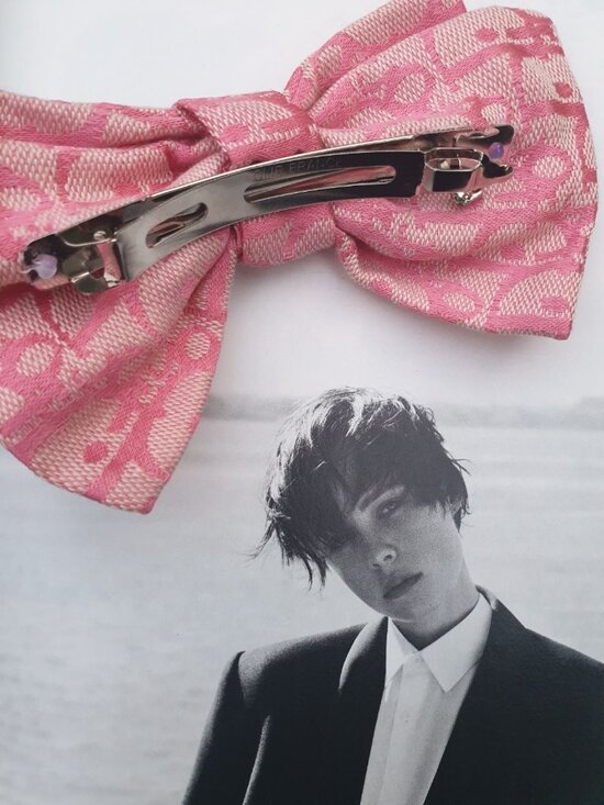 Women\'s Pink White Bow Hair Pin Clip Barrette Fashion Casual Formal Accessory